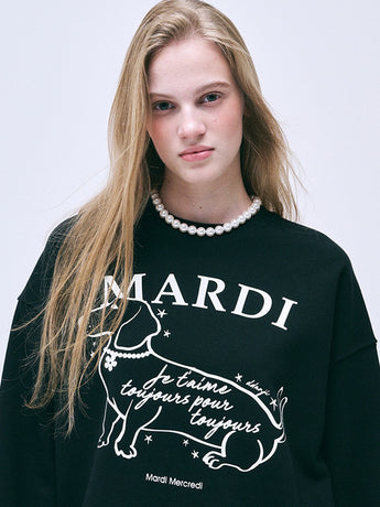 SWEATSHIRT SWING THE TAIL DDANJI FLOWER CHOKER_BLACK IVORY