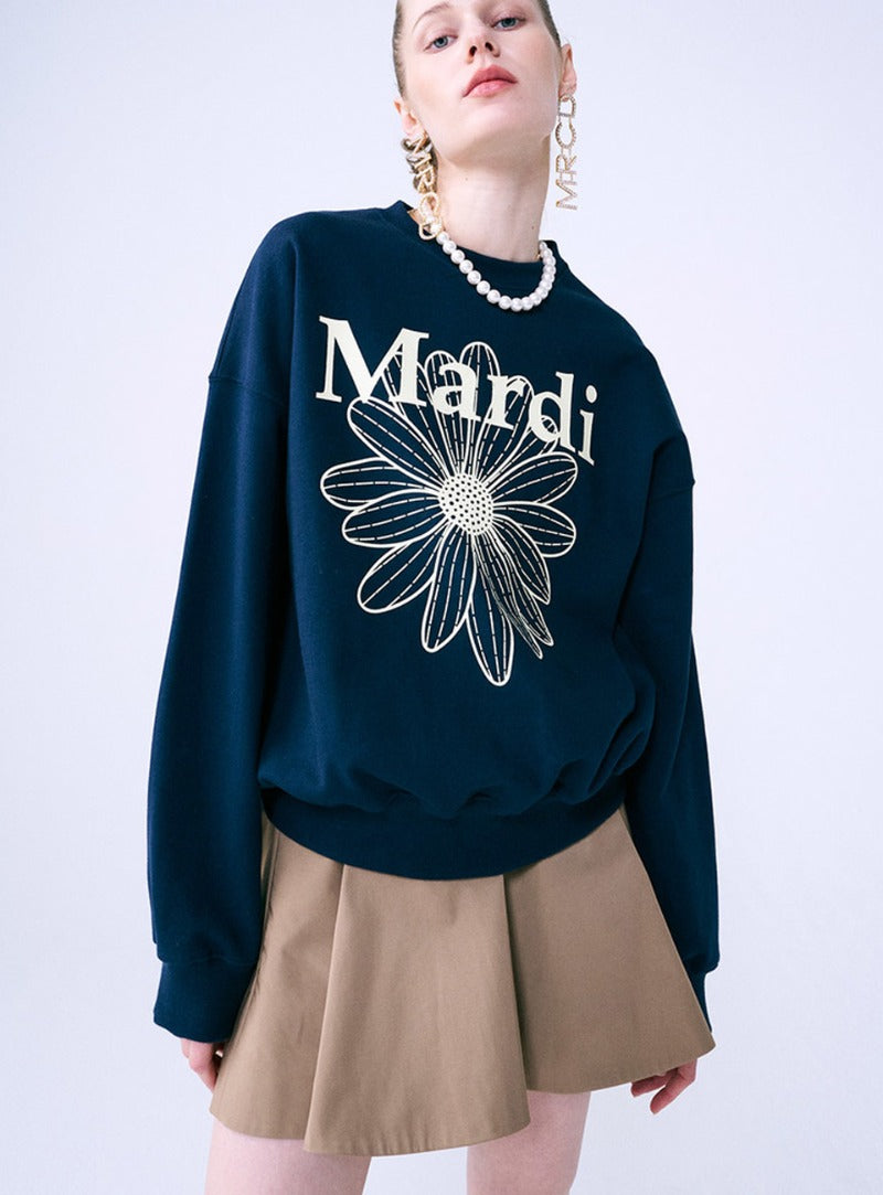 SWEATSHIRT FLOWERMARDI_NAVY CREAM