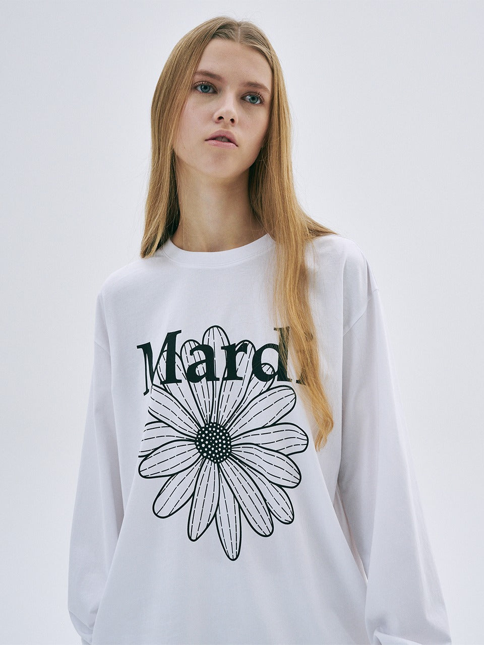 UNISEX TSHIRT LONG SLEEVE FLOWERMARDI_WHITE BLACK