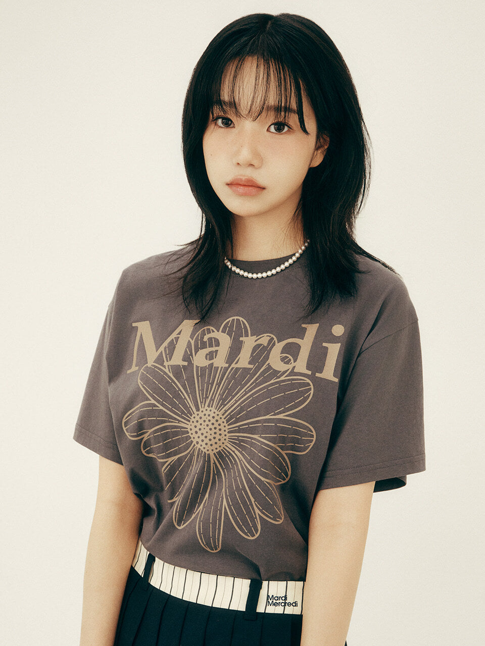 TSHIRT FLOWERMARDI_CHARCOAL TAUPE