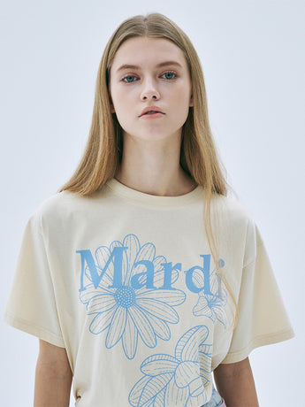 TSHIRT TRIPLE FLOWER_BUTTER ASHBLUE