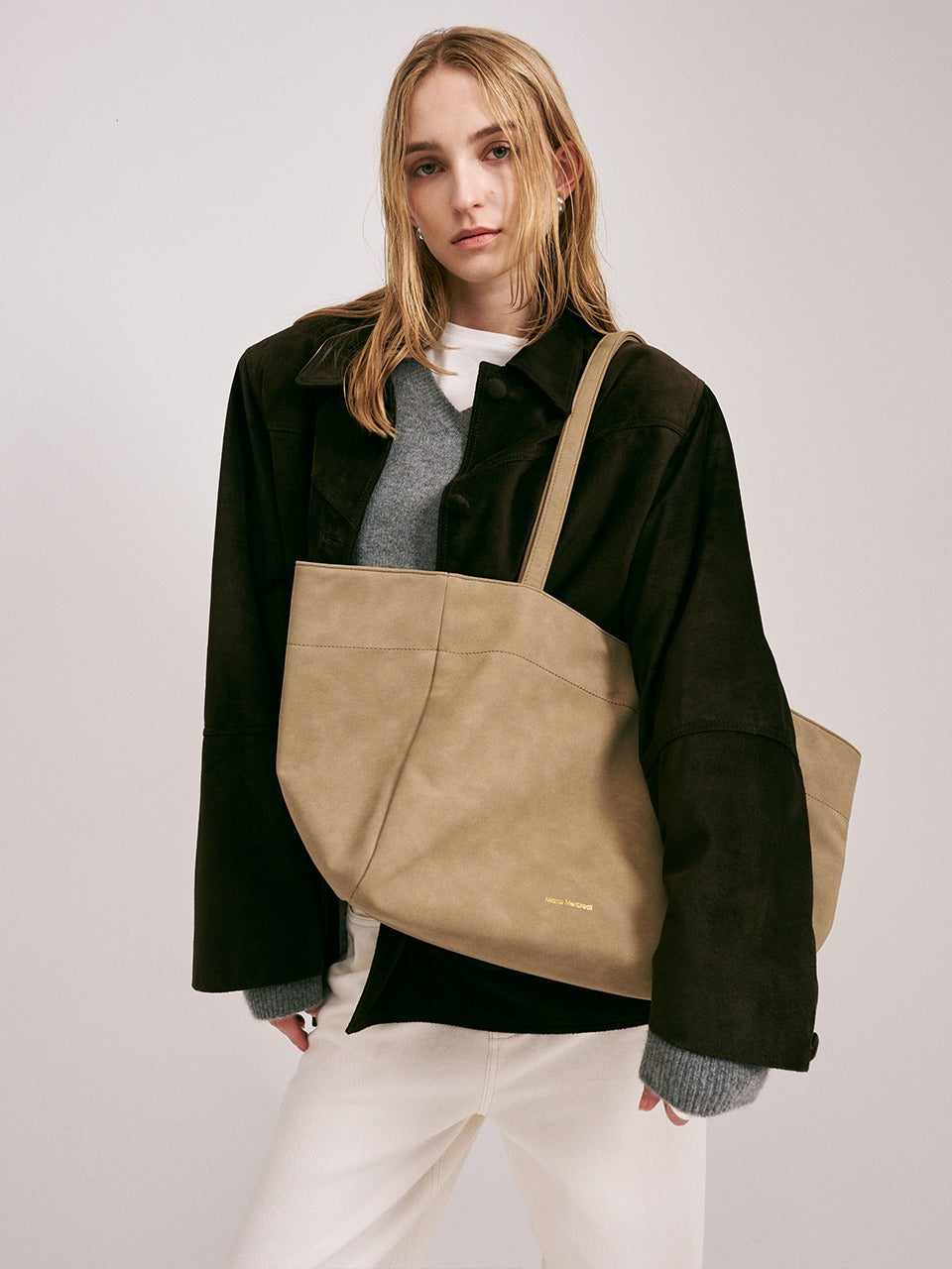 SUEDE LARGE TOTE_TAUPE