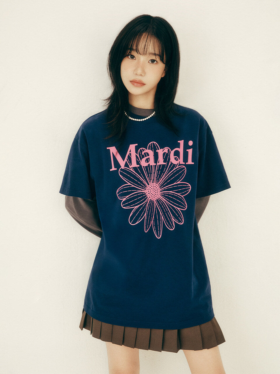UNISEX TSHIRT FLOWERMARDI_NAVY PINK